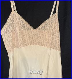 Vintage CHRISTIAN DIOR Slip Dress Nightgown Lingerie LOGO LACE Gorgeous