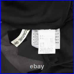 Vintage COMME DES GARCONS 1992 black rayon velvet square sheer hem slip dress S