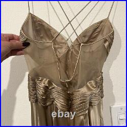 Vintage Cache 100% Silk Gold Mesh Evening Gown 4