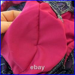 Vintage Cache Maxi Gown Dress Silk Slip Beaded Blue Pink Purple Formal 90s Y2K M