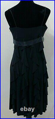 Vintage Cache Womens Sleeveless Tiered Sequin Evening Dress Size 12 Black Knit
