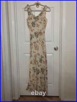Vintage Cameo Floral Long Dress Size Small Made in USA 100% Rayon