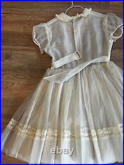 Vintage Celeste Sheer PARTY DRESS 1950s White Embroidered Lace With Slip Sheer
