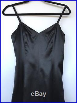 Vintage Chanel Boutique Silk Slip Dress Black Size 38