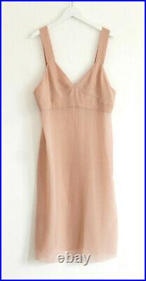 Vintage Chanel SS02 Nude Pink Silk Chiffon Slip Dress FR44/UK16