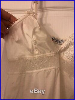 Vintage Christian Dior Boutique Paris White Silk Slip Dress Lingerie XS