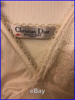 Vintage Christian Dior Boutique Paris White Silk Slip Dress Lingerie XS