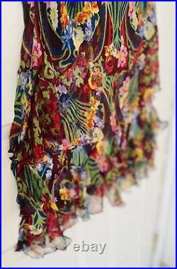 Vintage Christian Dior By John Galliano Silk Ruffle Hem Midi Dress. Size 6 (M)