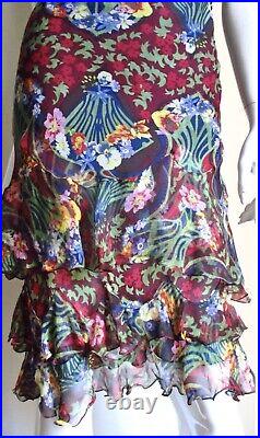 Vintage Christian Dior By John Galliano Silk Ruffle Hem Midi Dress. Size 6 (M)