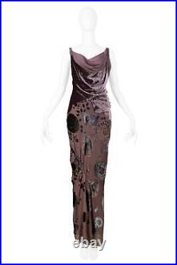 Vintage Christian Dior By John Galliano Velvet Floral Devore Gown 2005