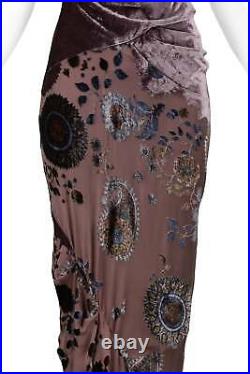 Vintage Christian Dior By John Galliano Velvet Floral Devore Gown 2005