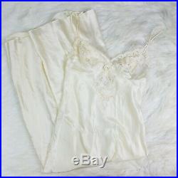 Vintage Christian Dior Cream Silky Lace Lingerie Slip Nightgown Dress Small