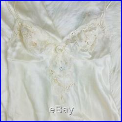 Vintage Christian Dior Cream Silky Lace Lingerie Slip Nightgown Dress Small