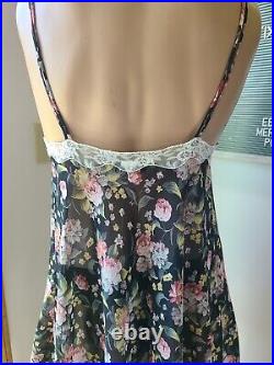 Vintage Christian Dior Floral Chiffon Slip Dress Size P (Sm)