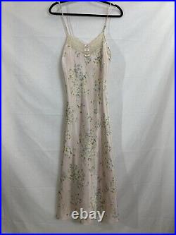 Vintage Christian Dior Pink Coquette Floral Satin Maxi Slip Dress (READ)