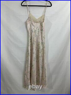 Vintage Christian Dior Pink Coquette Floral Satin Maxi Slip Dress (READ)