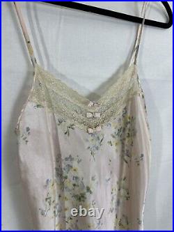 Vintage Christian Dior Pink Coquette Floral Satin Maxi Slip Dress (READ)