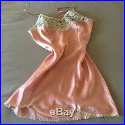Vintage Christian Dior Pink Silk Satin Lace Night Slip Dress Size Small