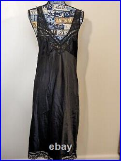 Vintage Christian Dior Signature Monogrammed Black Lace Silk Slip Dress