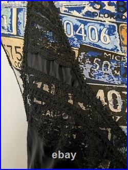 Vintage Christian Dior Signature Monogrammed Black Lace Silk Slip Dress