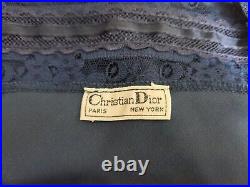 Vintage Christian Dior Size 38 Slip Dress Nightgown Lace Midnight Blue Medium