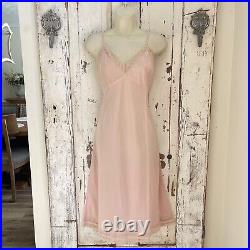 Vintage Christian Dior Sz. Large 10 Pink Lace Trim Slip Dress Nightgown lingerie