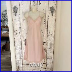 Vintage Christian Dior Sz. Large 10 Pink Lace Trim Slip Dress Nightgown lingerie