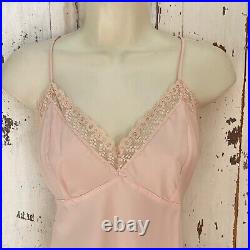 Vintage Christian Dior Sz. Large 10 Pink Lace Trim Slip Dress Nightgown lingerie