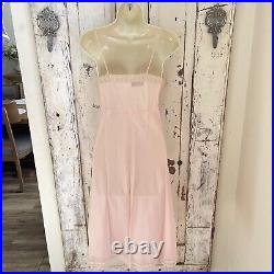 Vintage Christian Dior Sz. Large 10 Pink Lace Trim Slip Dress Nightgown lingerie