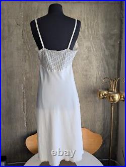 Vintage Christian Dior Trotter Oblique Logo Ivory Slip Dress Lingerie Sz 38