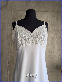 Vintage Christian Dior Trotter Oblique Logo Ivory Slip Dress Lingerie Sz 38