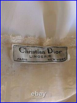 Vintage Christian Dior Trotter Oblique Logo Ivory Slip Dress Lingerie Sz 38