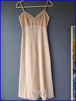 Vintage Christian Dior Trotter Oblique Logo Tan Nude Slip Dress Sz 34 Lingerie