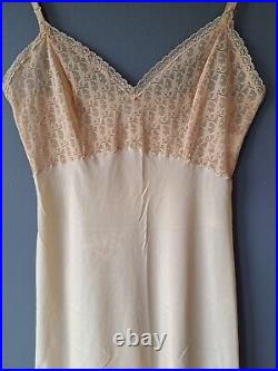 Vintage Christian Dior Trotter Oblique Logo Tan Nude Slip Dress Sz 34 Lingerie