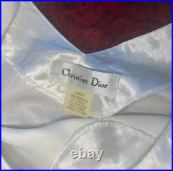 Vintage Christian Dior White Satin Silk Midi Slip Dress Size Large