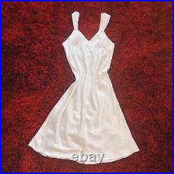 Vintage Christian Dior White Satin Silk Midi Slip Dress Size Large