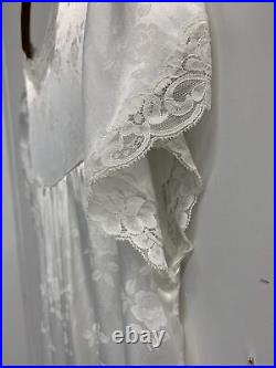 Vintage Christian Dior Womens Short Sleeve Lace Trim Dress Sz M slip night gown
