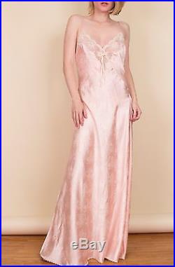 Vintage Christian Dior pink slip dress bias maxi satin lace floral lingerie RARE