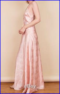 Vintage Christian Dior pink slip dress bias maxi satin lace floral lingerie RARE