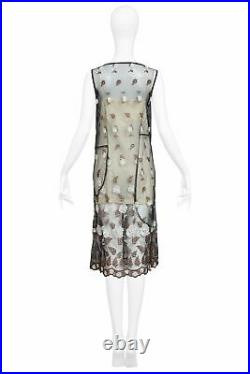 Vintage Comme Des Garcons Black Floral Embroidered Dress & Muslin Slip