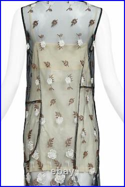 Vintage Comme Des Garcons Black Floral Embroidered Dress & Muslin Slip