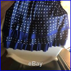 Vintage Comme des Garcons navy polka-dot long bias slip dress with ruffle hem M