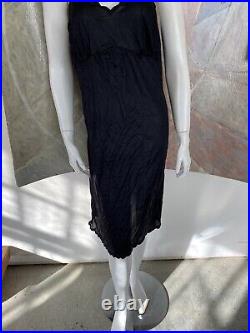 Vintage Contessa Black Nylon Scalloped Edge Slip Dress Night Gown 40 / Medium