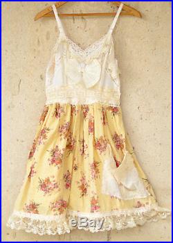 Vintage Country Slip Dress, Farmhouse chic Romantic, Boho Chic, Butter Yellow fl