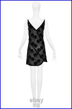 Vintage Courreges Black Sheer And Velvet Trim Dress