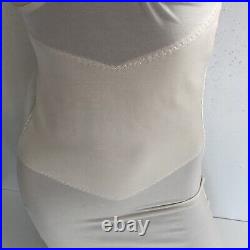 Vintage Crown-ette Shiny Shapewear Girdle Bra Long Slip Dress Shaper Ivory 38D