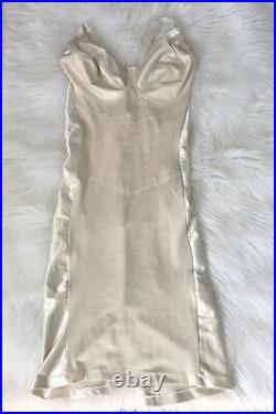 Vintage Crown-ette Shiny Shapewear Girdle Bra Long Slip Dress Shaper Ivory 38D