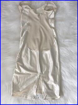 Vintage Crown-ette Shiny Shapewear Girdle Bra Long Slip Dress Shaper Ivory 38D