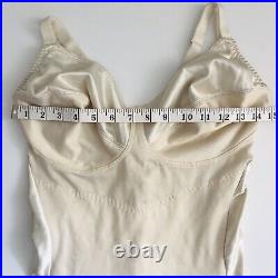 Vintage Crown-ette Shiny Shapewear Girdle Bra Long Slip Dress Shaper Ivory 38D