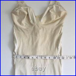 Vintage Crown-ette Shiny Shapewear Girdle Bra Long Slip Dress Shaper Ivory 38D